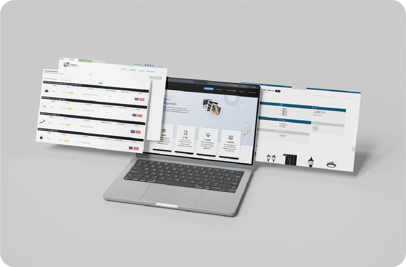 various screens of the configurator software